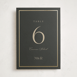 "Timeless Charm" - Foil-Pressed Party Table Numbers in Charcoal by Lucrecia Caporale - Front