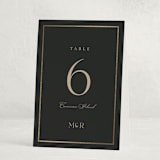 "Timeless Charm" - Foil-Pressed Party Table Numbers in Charcoal by Lucrecia Caporale - Folded