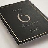 "Timeless Charm" - Foil-Pressed Party Table Numbers in Charcoal by Lucrecia Caporale - Detail
