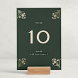 "Paper Whites" - Foil-Pressed Party Table Numbers in Pine by Amy Kross - Displayed (stand not included)