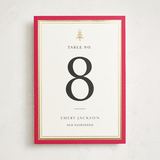 "Edged" - Foil-Pressed Party Table Numbers in Poinsettia by Amy Kross - Front
