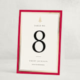 "Edged" - Foil-Pressed Party Table Numbers in Poinsettia by Amy Kross - Folded