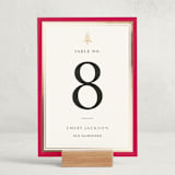 "Edged" - Foil-Pressed Party Table Numbers in Poinsettia by Amy Kross - Displayed (stand not included)