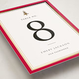 "Edged" - Foil-Pressed Party Table Numbers in Poinsettia by Amy Kross - Detail