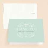 "Creamy Swirls" - First Holy Communion Thank You Cards in Spearmint by Jessica Williams - Front
