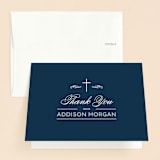 "Stately Cross" - First Holy Communion Thank You Cards in Navy by Beth Schneider - Front