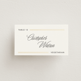 "Formal lines" - Foil-Pressed Place Cards - Vegetarian in Quartz by Creo Study - Front with Free Guest Printing