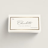 "Regal Frame" - Foil-Pressed Place Cards - Vegetarian in Ivory by Lucrecia Caporale - Folded with Free Guest Printing