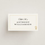"Foil Meal Silhouettes" - Foil-Pressed Place Cards - Vegetarian in Vanilla by Stacy Maalouf - Front with Free Guest Printing
