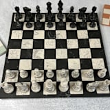 "Black and White Marbled Chess Board Set" - Games in multicolorassorted-colors by Swift and Stone