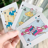 "Dapper Cats Playing Cards, Poker-Sized Playing Card Deck" - Games in blue by Tricia Rider