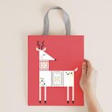 "Farmhouse" - Gift Bag Collection in Holly Berry by Multiple Artists - Rainbow Reindeer by Genna Blackburn