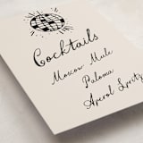 "Disco Direction" - Graduation Bar Signs in Cream by Pixel and Hank - Detail