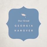 "Classically done" - Graduation Stickers in Country Blue by Inkblot Design - Front