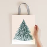 "Woodland Snow" - Gift Bag Collection in Pine by Multiple Artists - Snowy Pine Tree by Petra Kern