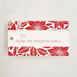 "Folk Poinsettia" - Gift Tags in Poinsettia by Katharine Watson - Front