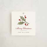 "Holly Monogram" - Gift Tags in Cranberry by Wildfield Paper Co - Front
