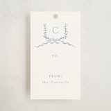 "Festive Monogram" - Gift Tags in Frost by Corinne Malesic - Front