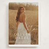 "Graduate Script" - Graduation Announcements in Snow by Sarah Curry - Front