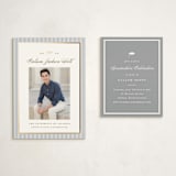 "Pinstripe Classic" - Graduation Insert Cards in Granite by Laura Hankins - With Invitation