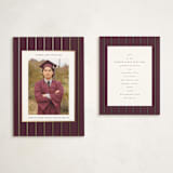 "Graduate Stripe" - Graduation Insert Cards in Burgundy by Baumbirdy - With Invitation