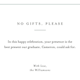 "No Gifts, Please" - Graduation Insert Cards in Pine by Minted - Detail