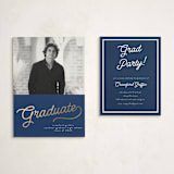"retro vintage grad" - Graduation Insert Cards in Navy by BR Designs - With Invitation