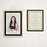 "Modern striped frame" - Graduation Insert Cards in Noir by Jackie Crawford - With Invitation