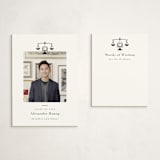 "Scales of Justice" - Graduation Insert Cards in Ink by Hudson meet Rose - With Invitation