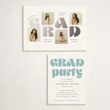 "retro grad" - Graduation Insert Cards in Slate by Hooray Creative - With Invitation
