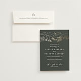 "Peaks" - Wedding Invitations in Hunter by Sarah Brown - Invitation with Envelope