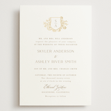 "floral crest" - Wedding Invitations in Champagne by Cass Loh - Front