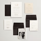 "floral crest" - Wedding Invitations in Champagne by Cass Loh - Invitation Suite