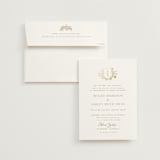 "floral crest" - Wedding Invitations in Champagne by Cass Loh - Invitation with Envelope