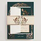 "Autumnal Arch" - Wedding Invitations in Deep Sea by Erin German - Assembled with Belly Band