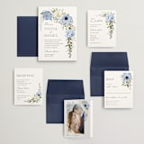 "Timeless Blooms" - Wedding Invitations in Azure by Susan Moyal - Invitation Suite