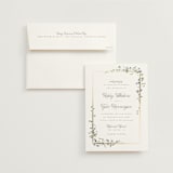 "Flowering Vine" - Wedding Invitations in Bluebell by Everett Paper Goods - Invitation with Envelope