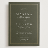 "refined" - Wedding Invitations in Deep Olive by Nicole Walsh - Front