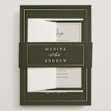 "refined" - Wedding Invitations in Deep Olive by Nicole Walsh - Assembled with Belly Band