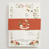 "Fleur" - Wedding Invitations in Verona Sunset by Sarah Knight - Assembled with Belly Band