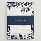 "brushstrokes in bloom" - Wedding Invitations in Indigo by Angela Marzuki - Assembled with Belly Band