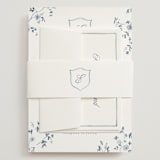 "Wildflower Corners" - Wedding Invitations in Bluebell by Everett Paper Goods - Assembled with Belly Band