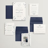 "Wildflower Corners" - Wedding Invitations in Bluebell by Everett Paper Goods - Invitation Suite