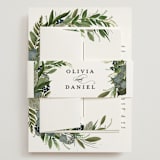 "Side Swept" - Wedding Invitations in Navy by Susan Moyal - Assembled with Belly Band