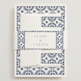 "watercolor tile" - Wedding Invitations in Cobalt by Katharine Watson - Assembled with Belly Band