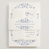 "Daisy Toile" - Wedding Invitations in Blue Willow by Susan Zinader - Assembled with Belly Band