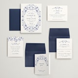 "Daisy Toile" - Wedding Invitations in Blue Willow by Susan Zinader - Invitation Suite