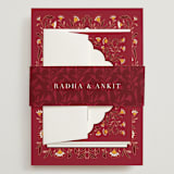 "Jaipur" - Wedding Invitations in Ruby by Mansi Verma - Assembled with Belly Band