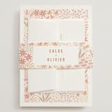 "Floral Border" - Wedding Invitations in Peach by Pippa Shaw - Assembled with Belly Band