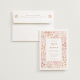 "Floral Border" - Wedding Invitations in Peach by Pippa Shaw - Invitation with Envelope